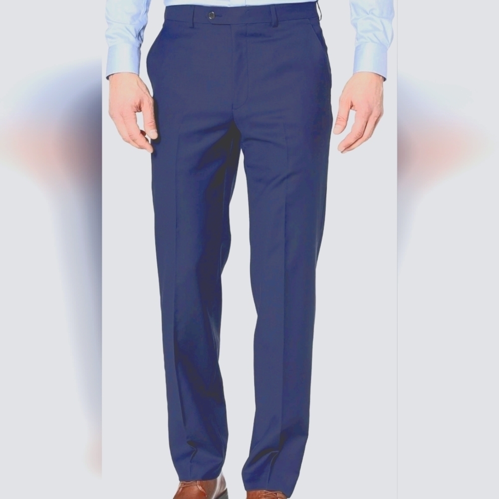 Lanvin Slate Blue Gray Formal Men's Flat Front Dress Pants - 32R Great Condition